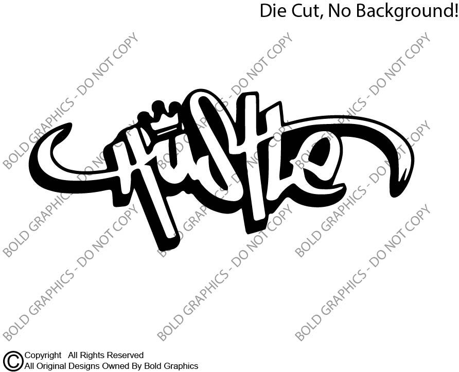 Hustle Decal Graffiti Writing Crown King Queen Sticker Car Urban Style Street