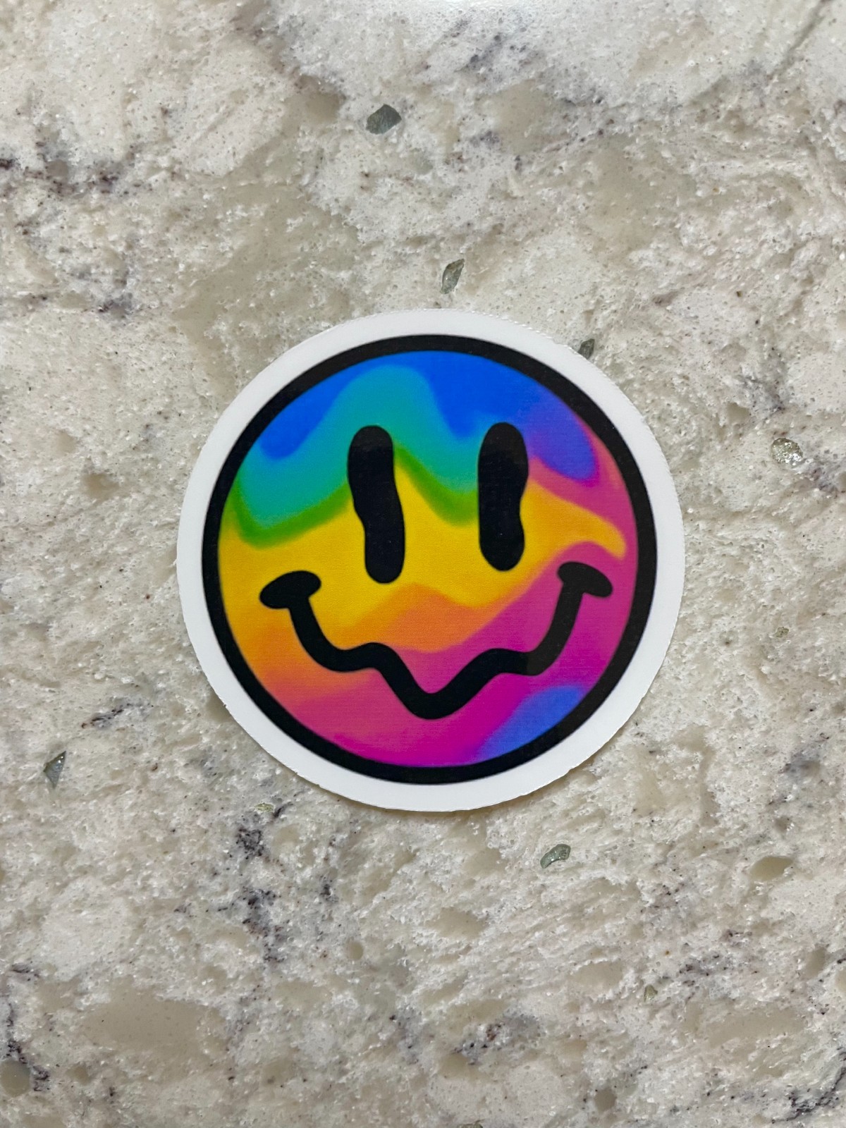Melting Rainbow Trippy Smiley Face Sticker l Gloss or Holographic l Waterproof