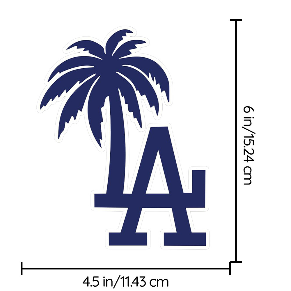 LA Dodgers Letters Sticker with Blue Palm 4.5"W x 6"H