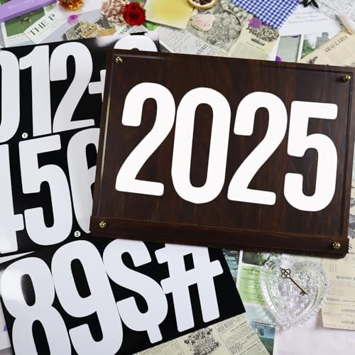 45 Large Number Stickers, 9 Sheets 6 Inches Self-Adhesive Vinyl Letters White