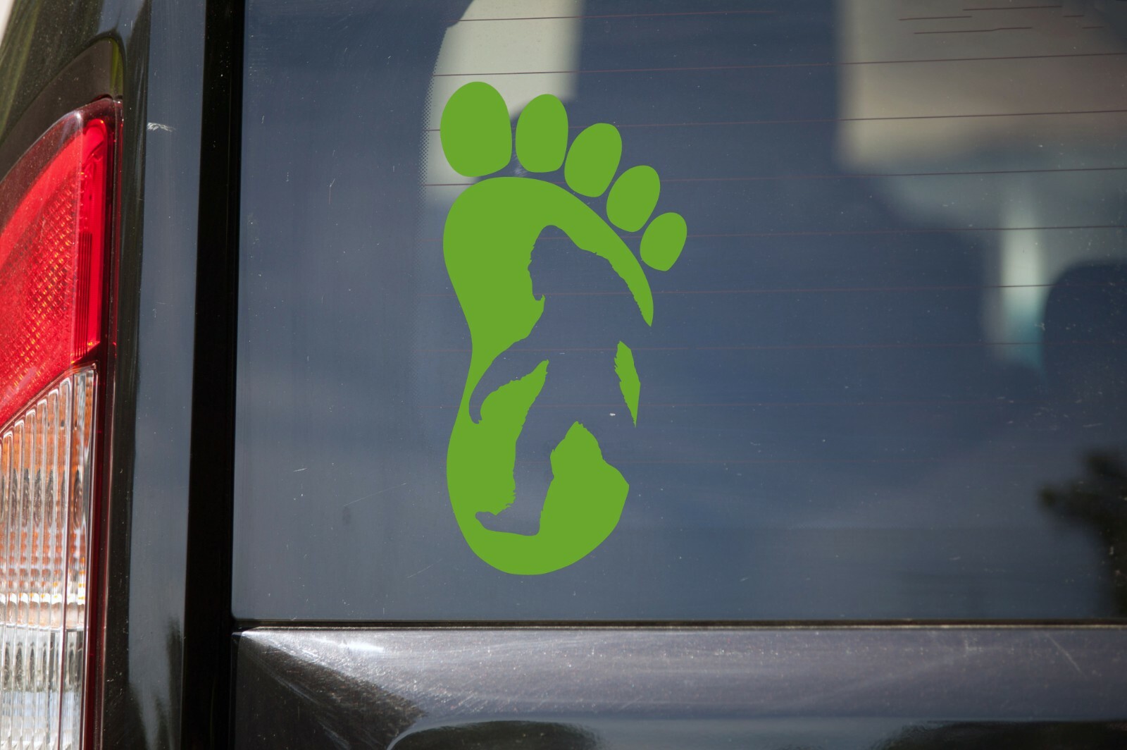 Bigfoot in Footprint Vinyl Decal V1 | Sasquatch PNW Hiking | Die Cut Sticker