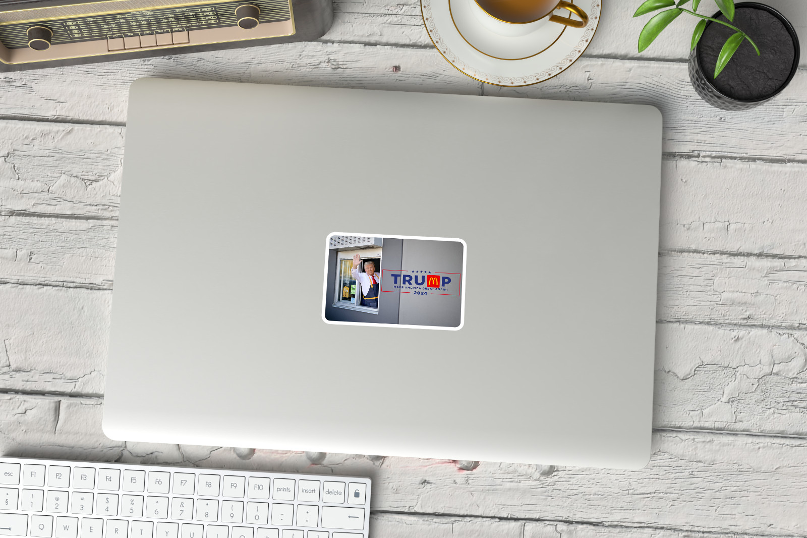 NEW- for 2024 Trump Works At McDonald's 2024 Vinyl Sticker – 3.5 x 2.3 INCHES