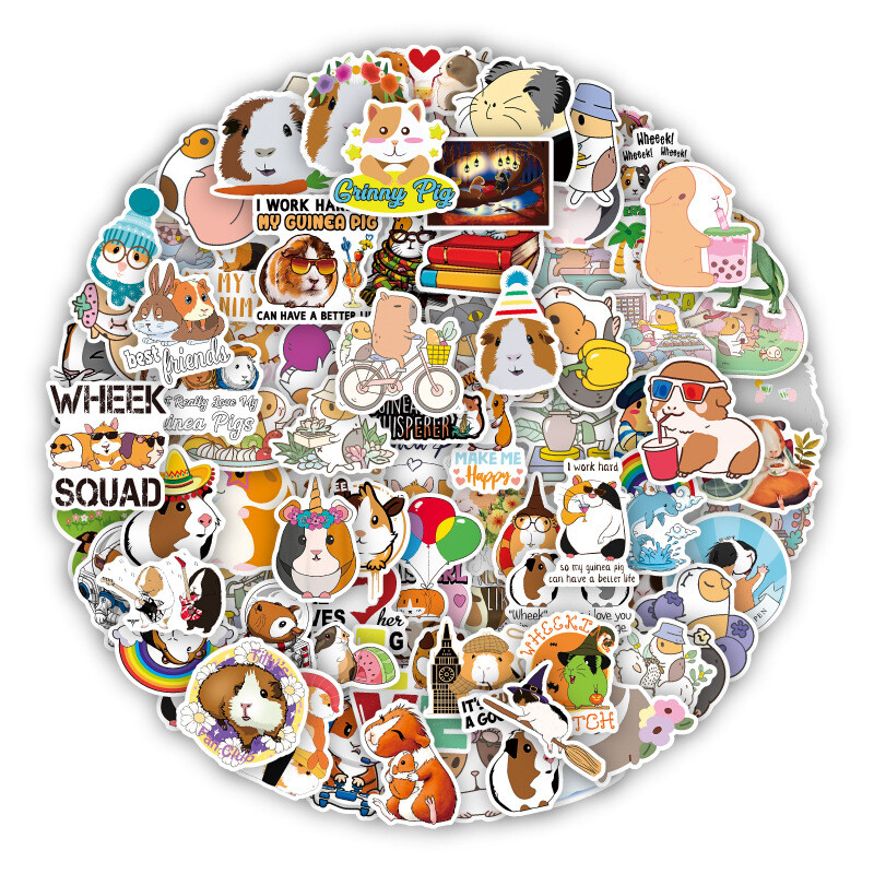 100Pcs Guinea Pig Sticker for Teens Girls Scrapbooking Water Bottles Waterproof