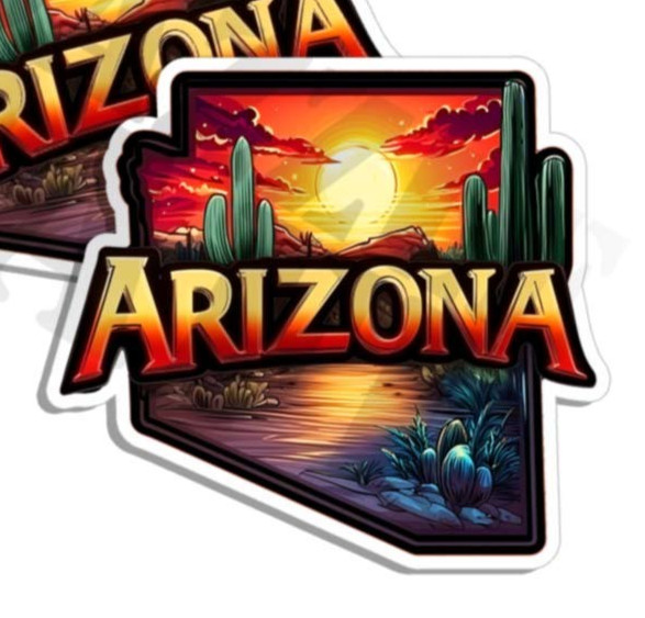 Arizona sticker vinyl decal Watercolor state outline Made in USA 2 PACK