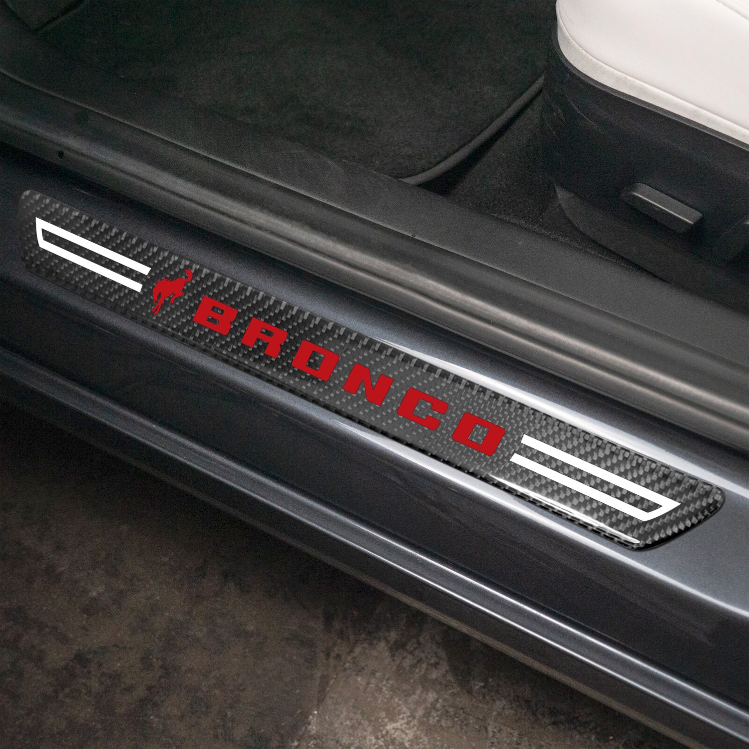 Ford new Bronco in Red Carbon Fiber 4 Pcs Universal Door Sill Plates