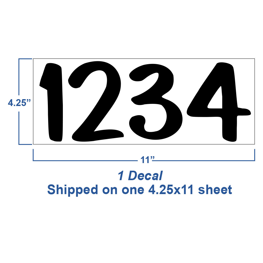 Address Numbers Vinyl Decal, Custom Horizontal Up to 4" High – 1229-Single