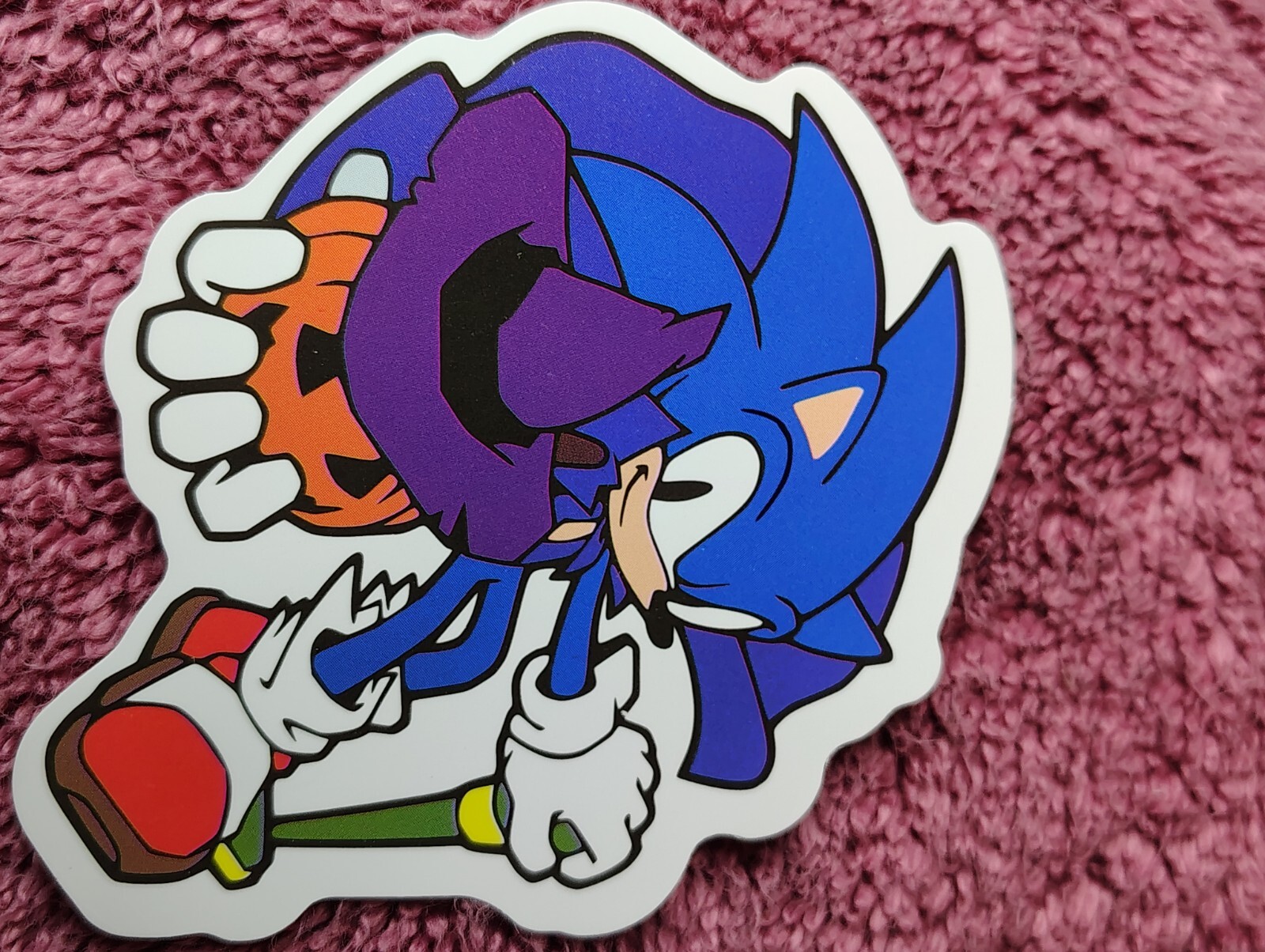Sonic The Hedgehog Holding Halloween Pumpkin In Witch Hat Decal Sticker, 3.25"