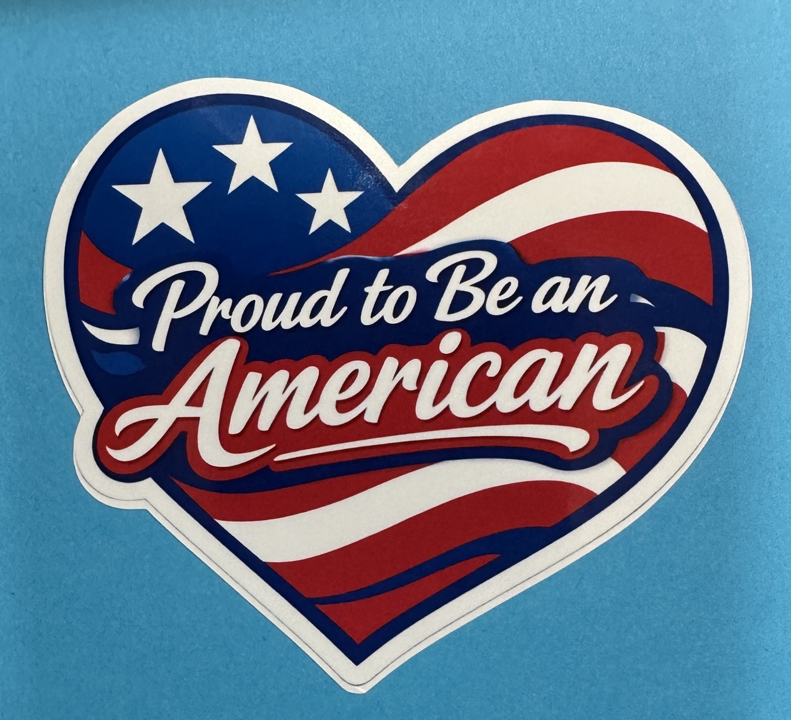 3 inch Proud To Be An American Heart USA Flag Vinyl Sticker Patriotic