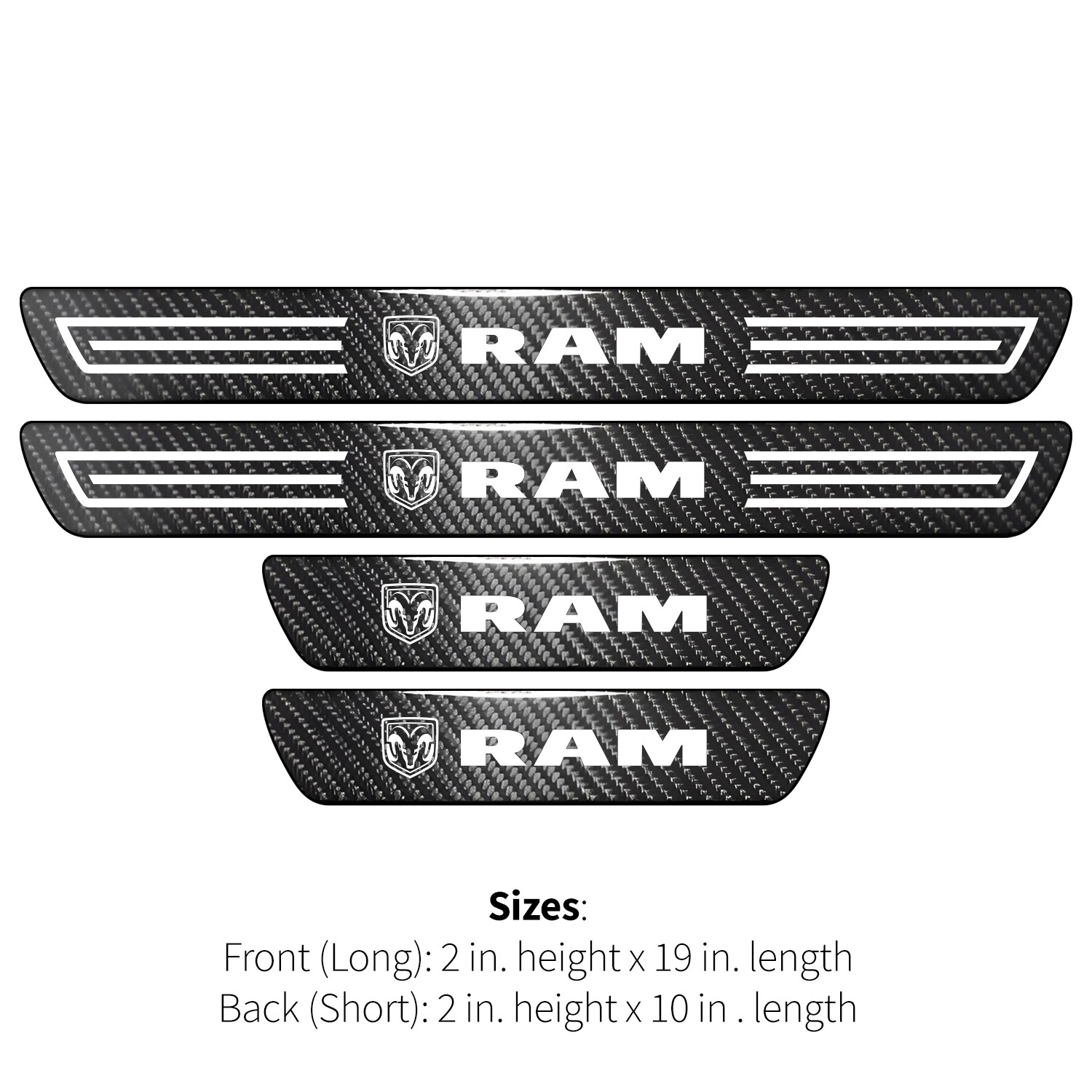 RAM X-Large Black Carbon Fiber 4 Pcs Universal Door Sill Plates