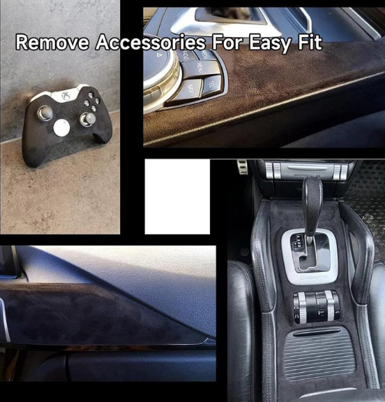 Suede Wrap Self-Adhesive Black Suede Car Interior Wrap 17in x 70in Microf…