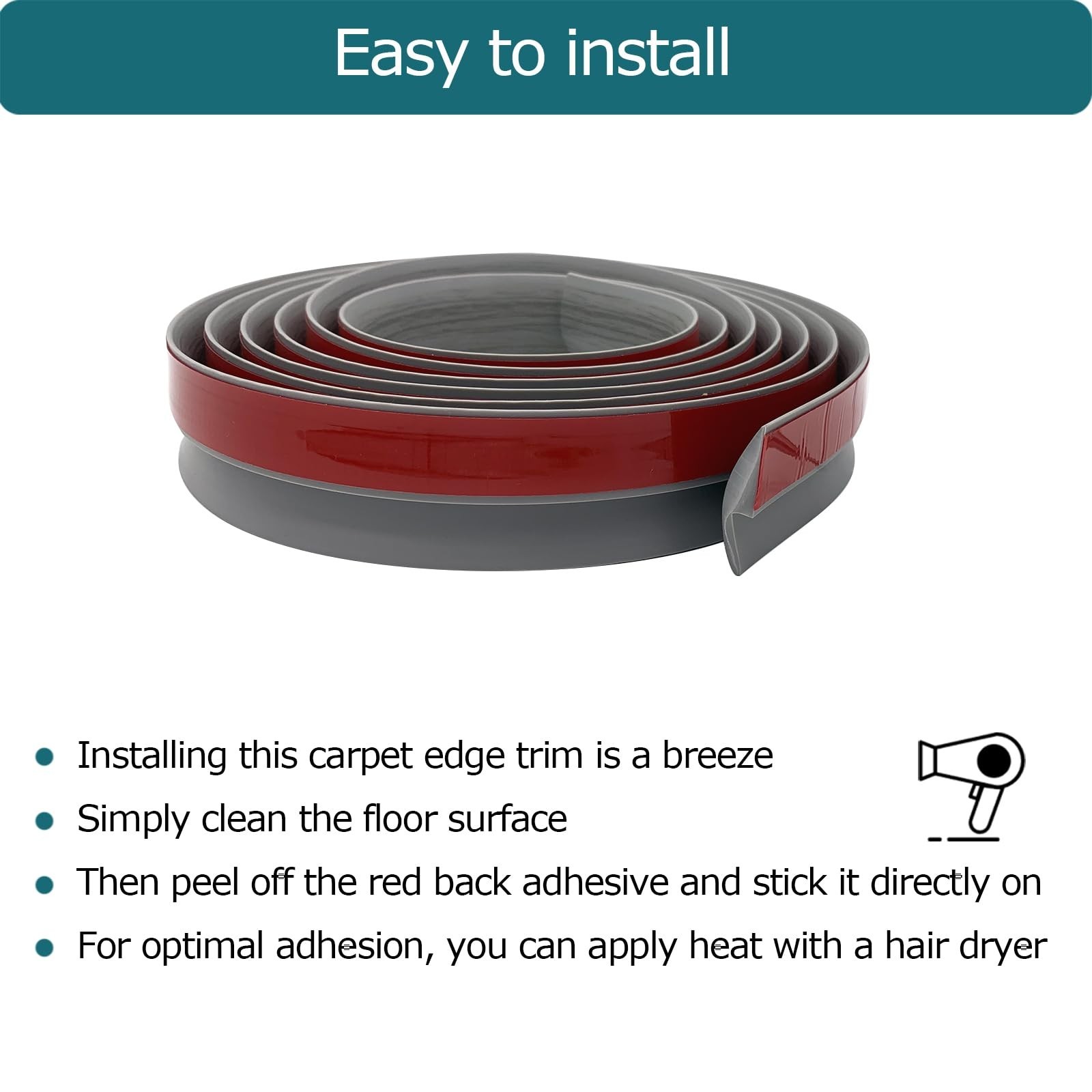 Carpet Floor Transition Strip, Self-Adhesive Carpet to Tile Transition Edging…