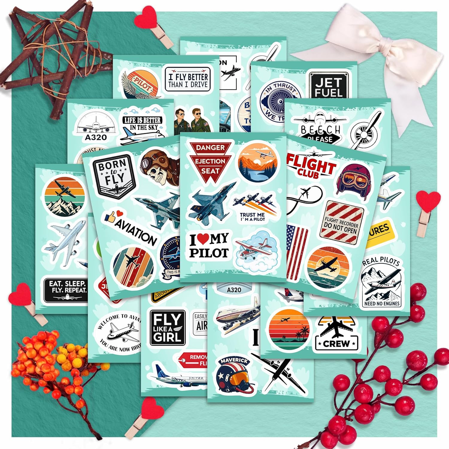 100Pcs Aviation Stickers and Decals Waterproof – Pilot Stickers for Laptop, Airp