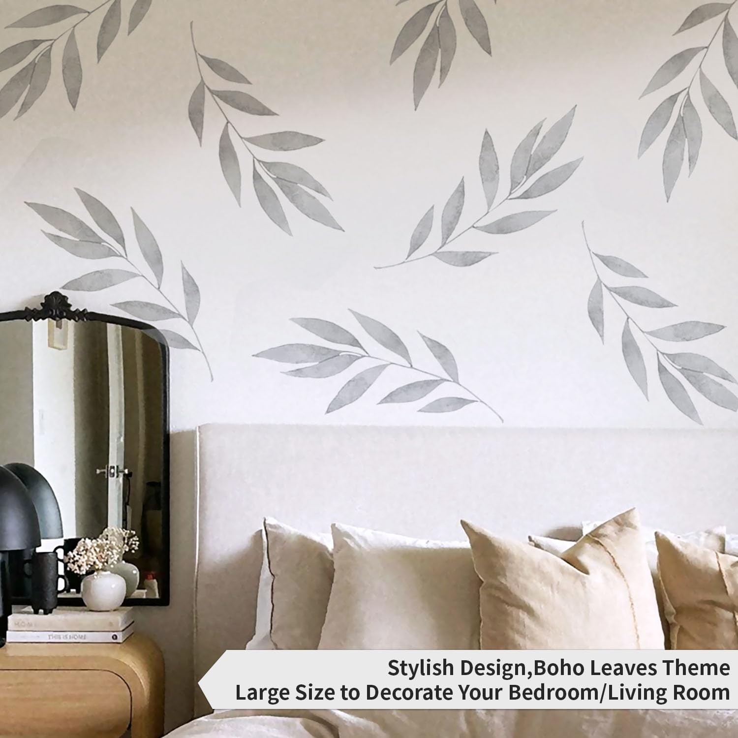 Flortlias Boho Wall Decals Peel and Stick Large Wall Sticker Leaves Vinly Tra…