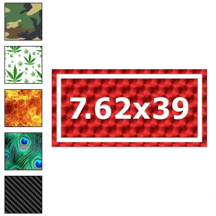 Ammo 7.62 x 39 Square, Vinyl Decal Sticker, 40 Patterns & 3 Sizes, #41