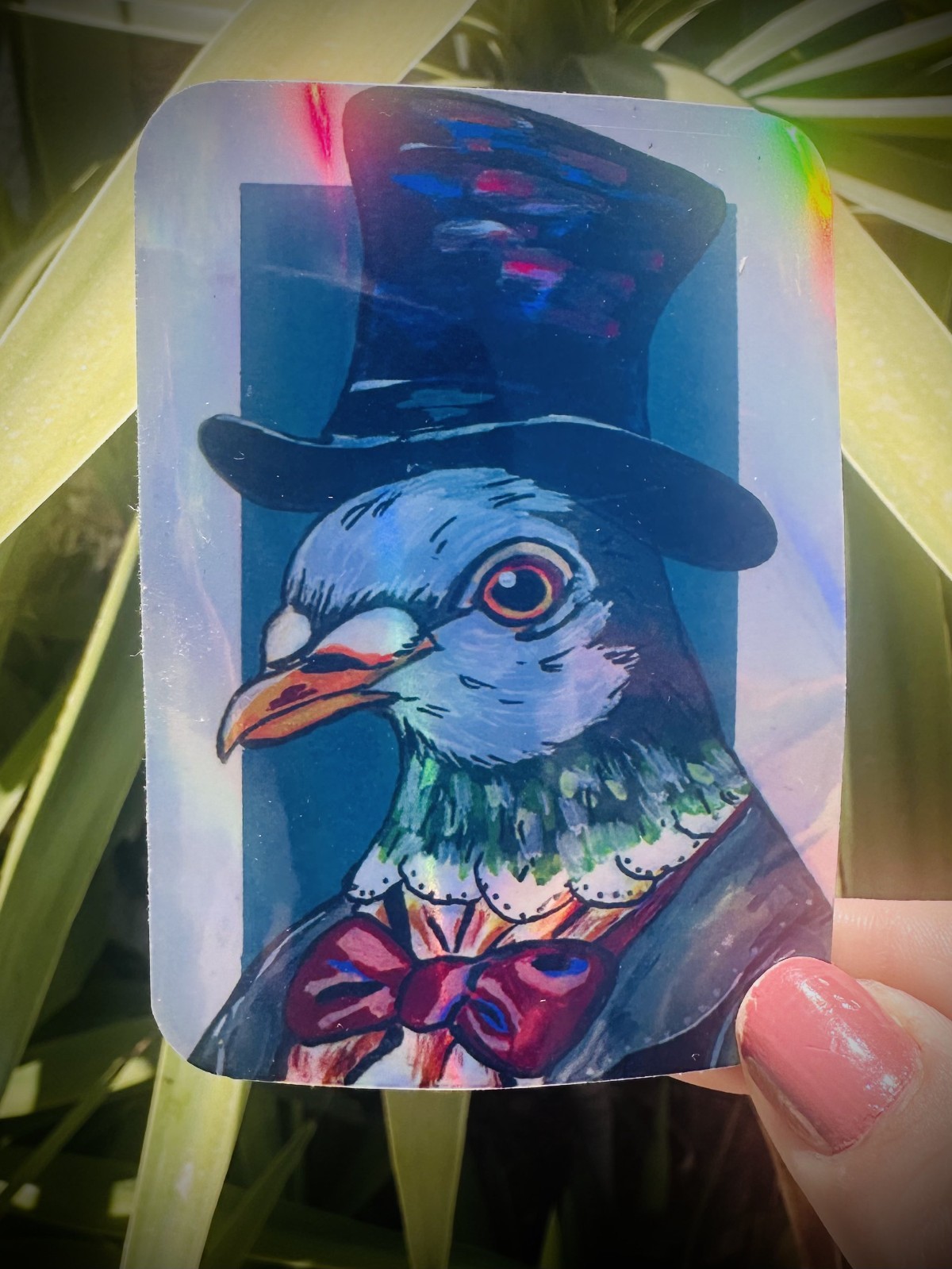 ACEO Original *HOLOGRAPHIC STICKER* “Gentleman Society” 2.5×3.5