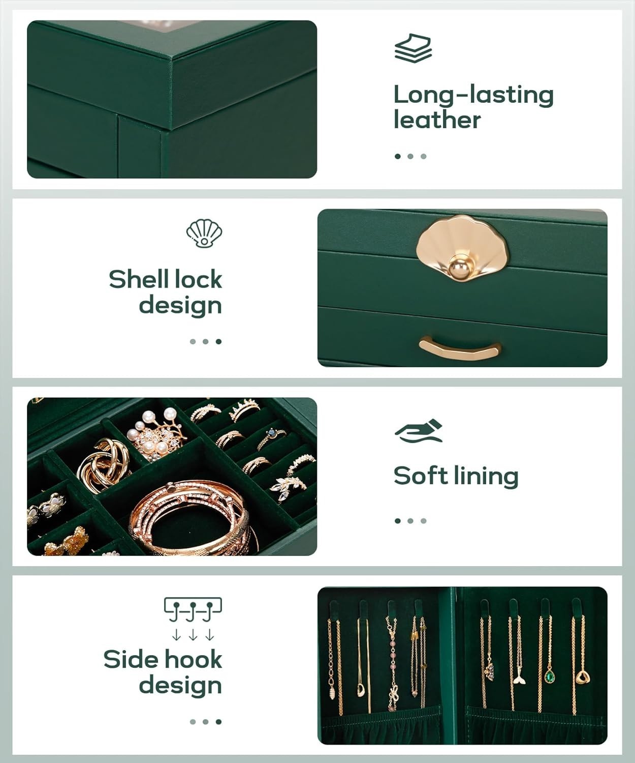 Jewelry Box with 4 Drawers: Display Organizer for Earrings Necklaces – Gifts …