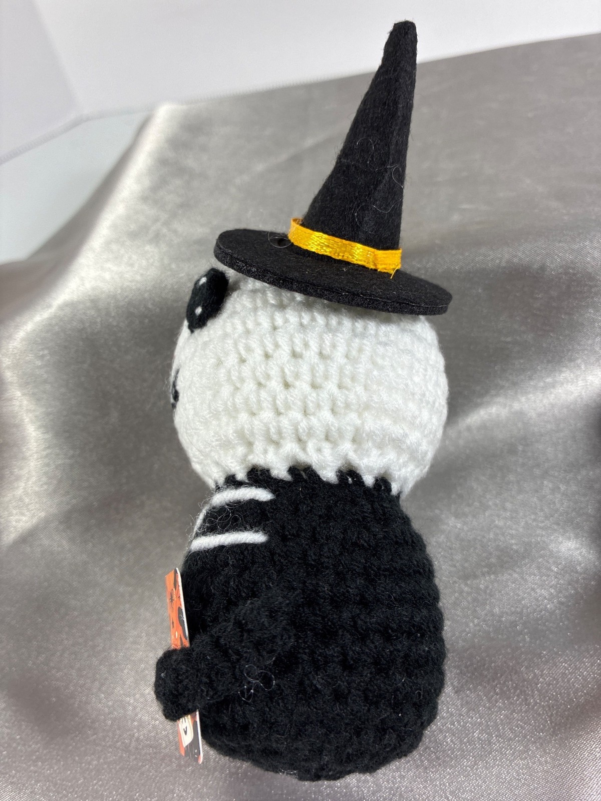 Halloween Plush Skeleton Doll Crochet Face Witch Hat Happy Halloween Boxed 5.25"
