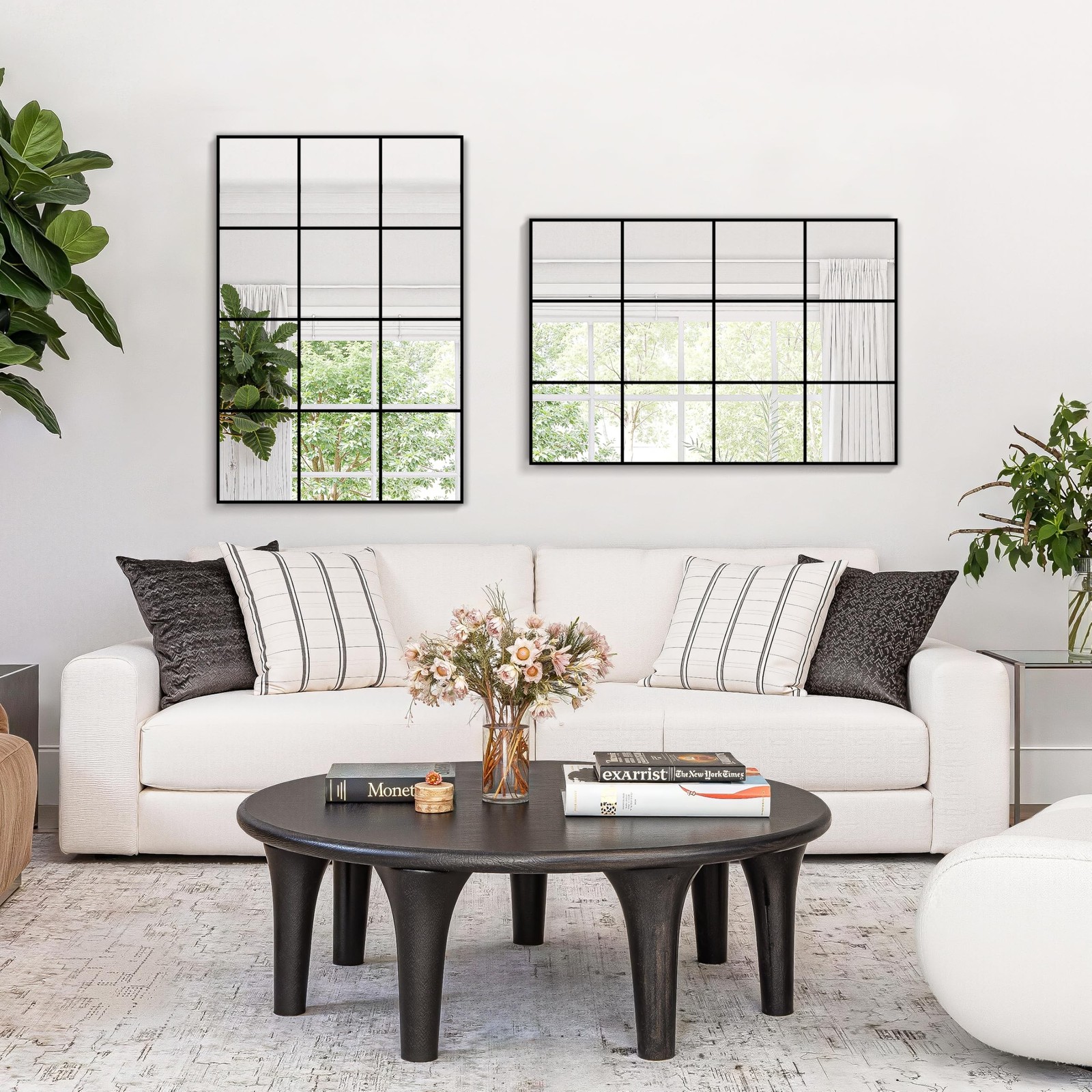 Window Pane Wall Mirror, 36"x24" Wall Mounted Window Mirror for Living Room, …