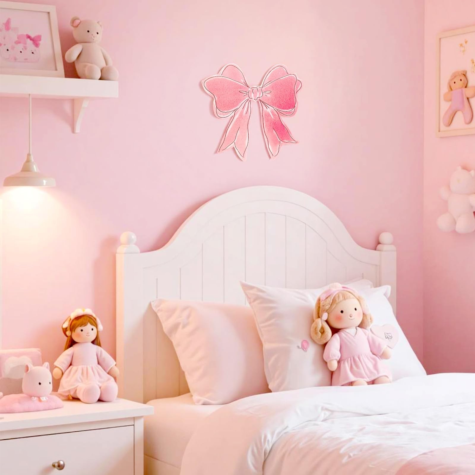 Metal Pink Bow Coquette Room Wall Art Decor,12" Cute Pink Bow Wall Sculpture…