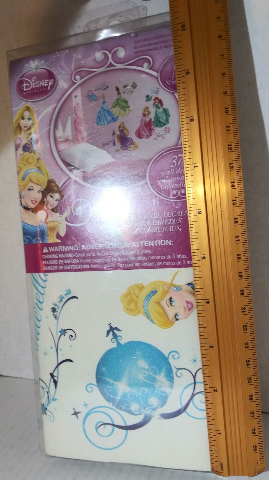 Disney Princess 37 Self Adhesive Peel & Stick Wall Decals ROYAL DEBUT Glitter