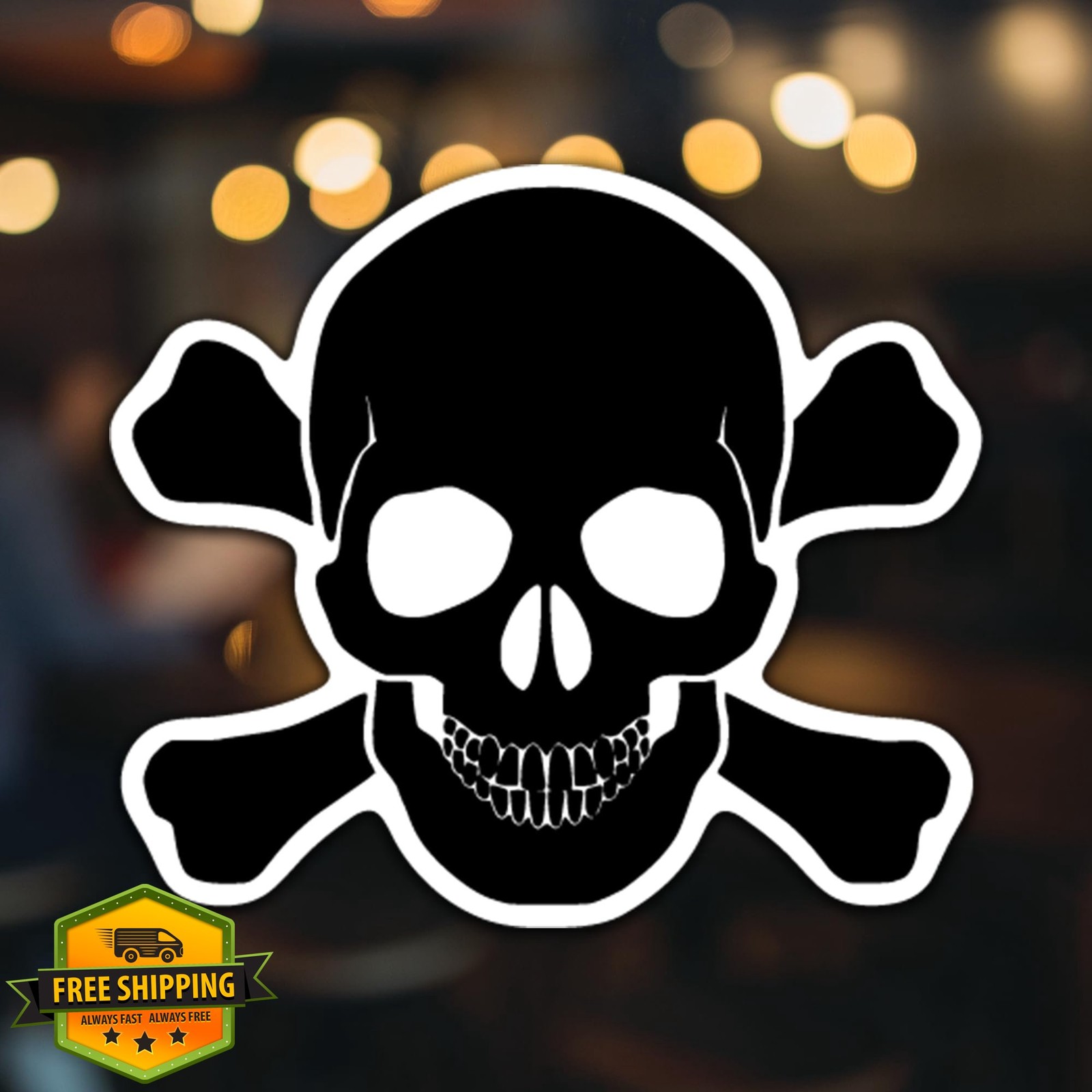 Skull Cross Bones Vinyl Decal Sticker, Black 5.5in Cars Laptops Cups