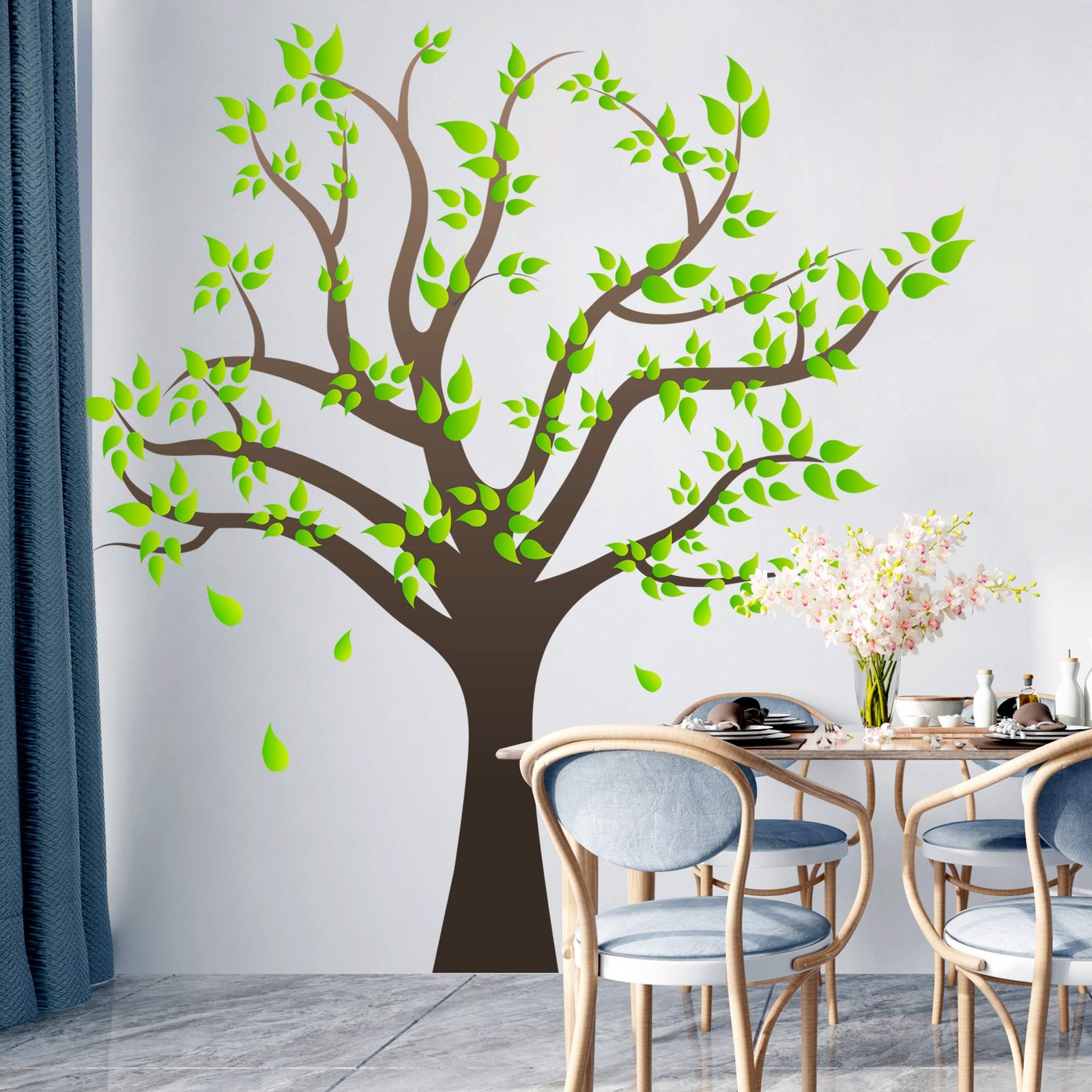 Amaonm Removable Cartoon Giant Brown Tree Wall Decals DIY Leaves Wall Sticker…