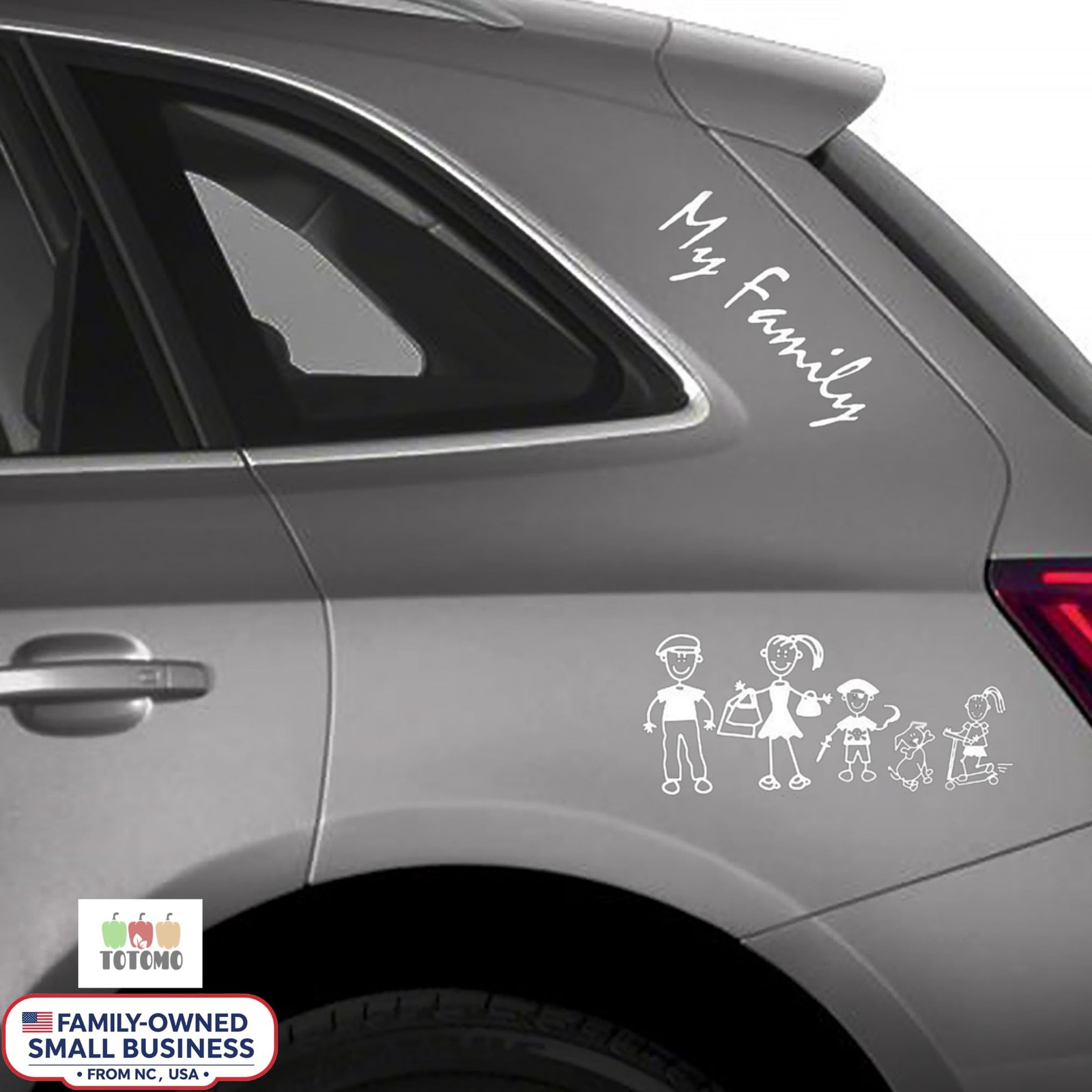 TOTOMO 13 Stick Figure My Family Car Stickers (Style#1) with Pet Dog Cat Fami…
