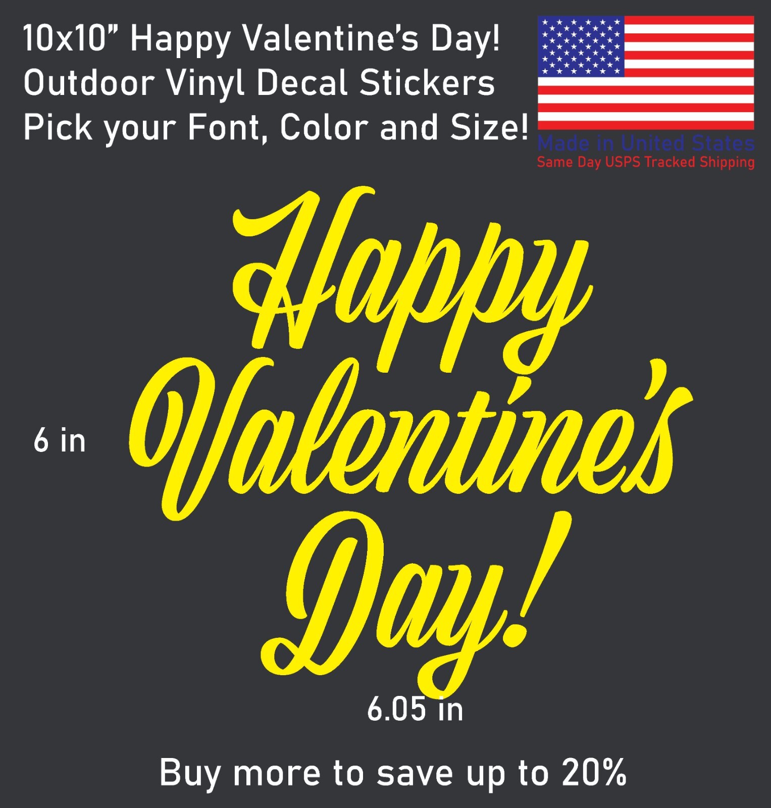 Happy Valentine's Day Font#1 Vinyl Decal Sticker – Made in US – SameDay Shipping