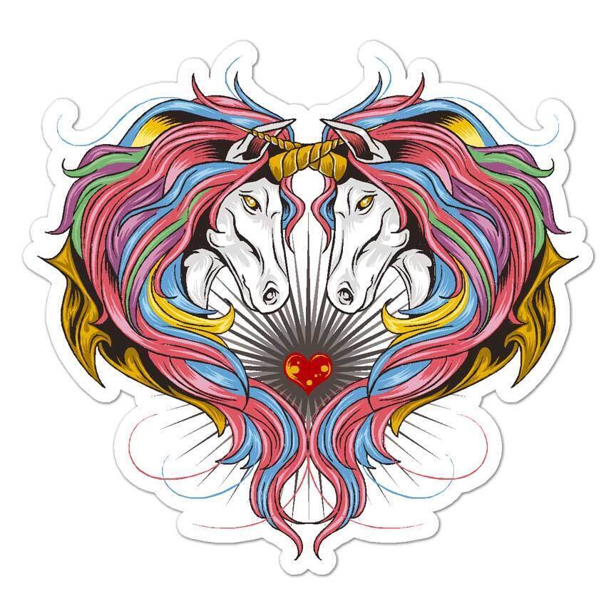 Unicorn Rainbow Heart Sticker Decal