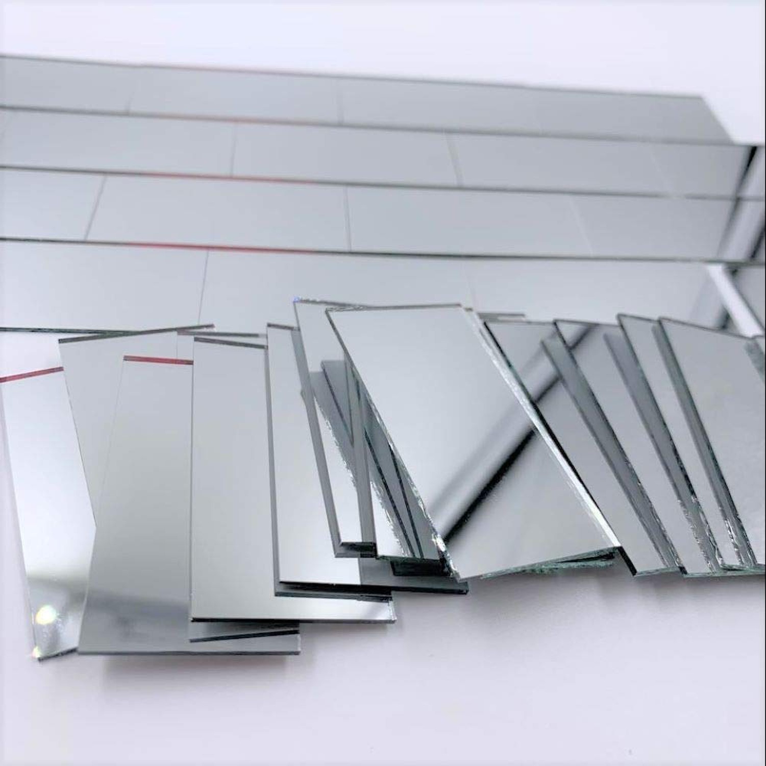 NUORUI 1" x 2" Glass Mosaic Rectangles Brick-Shaped Mirror Mosaic Tiles (Pack…