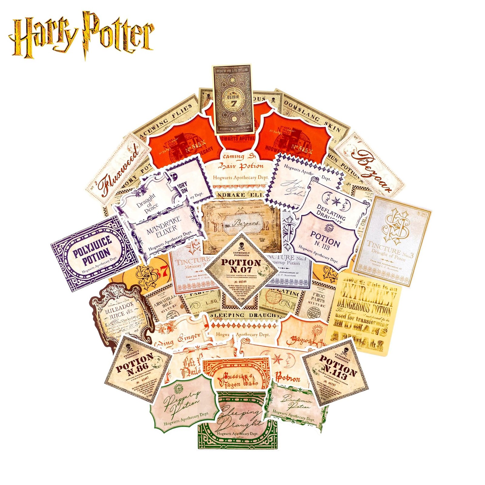 Harry Potter Potions Labels Vinyl Decal 50-Pack