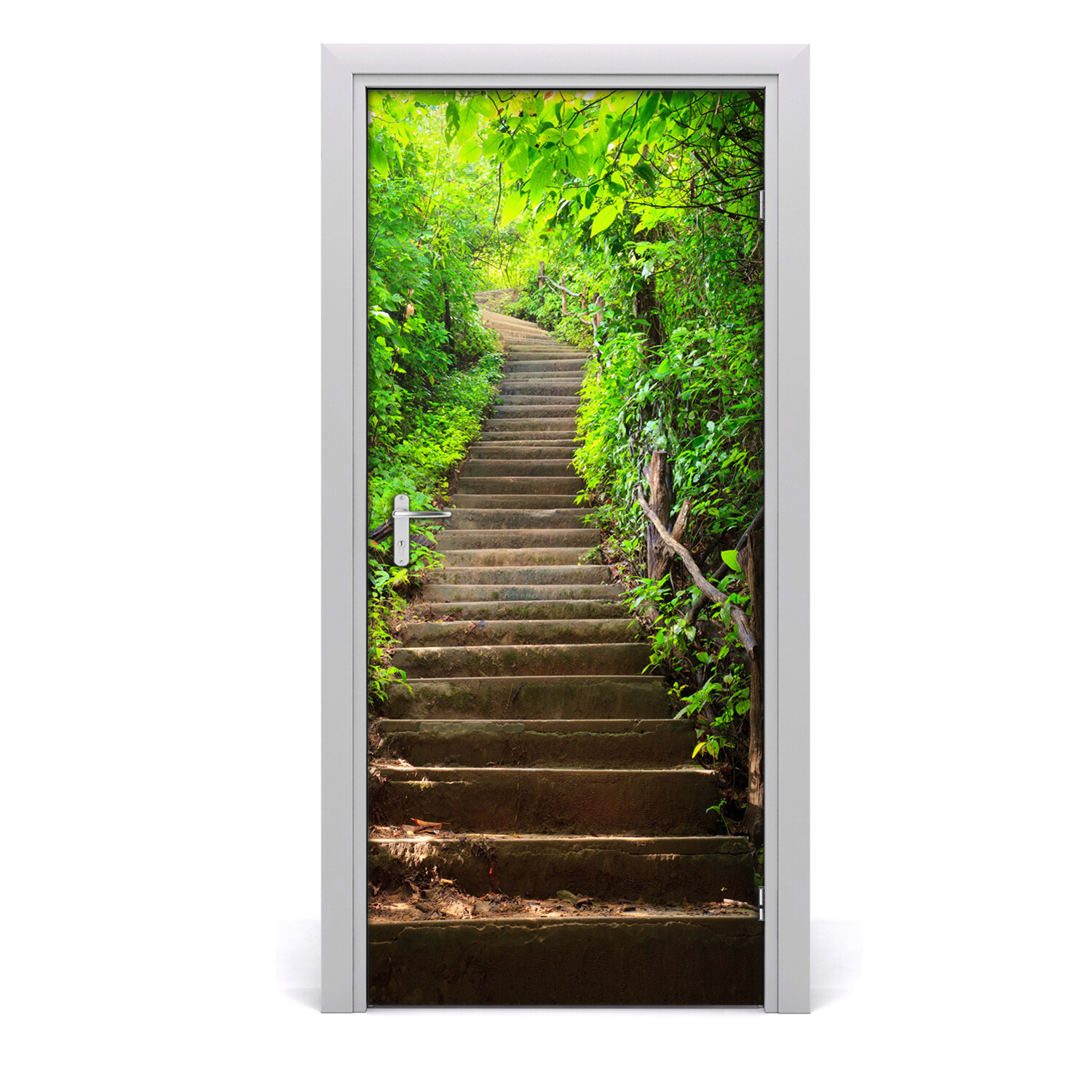 Self adhesive Door wrap removable Peel & Stick Landscapes Stairs to the forest