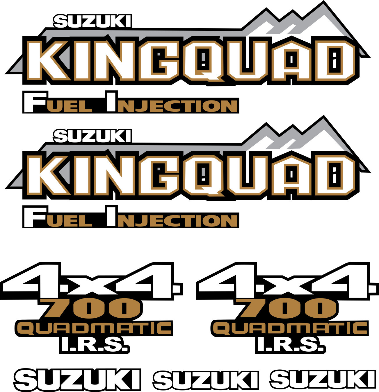 Gold Decals emblem graphics sticker kit axi ax 4 fit Suzuki KingQuad 700 750 450