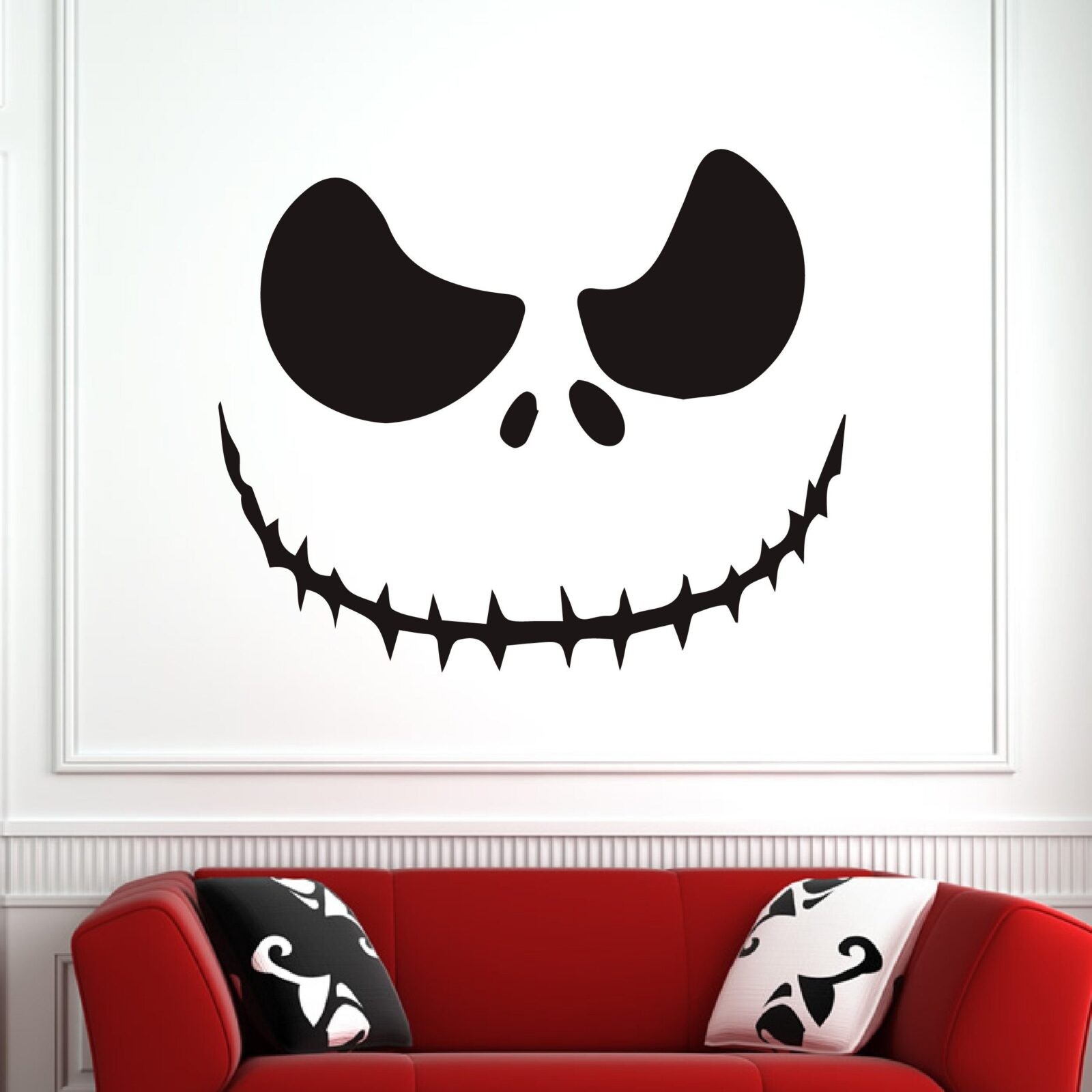 Jack o Lantern Halloween Skellington Creepy Face Wall Art Sticker