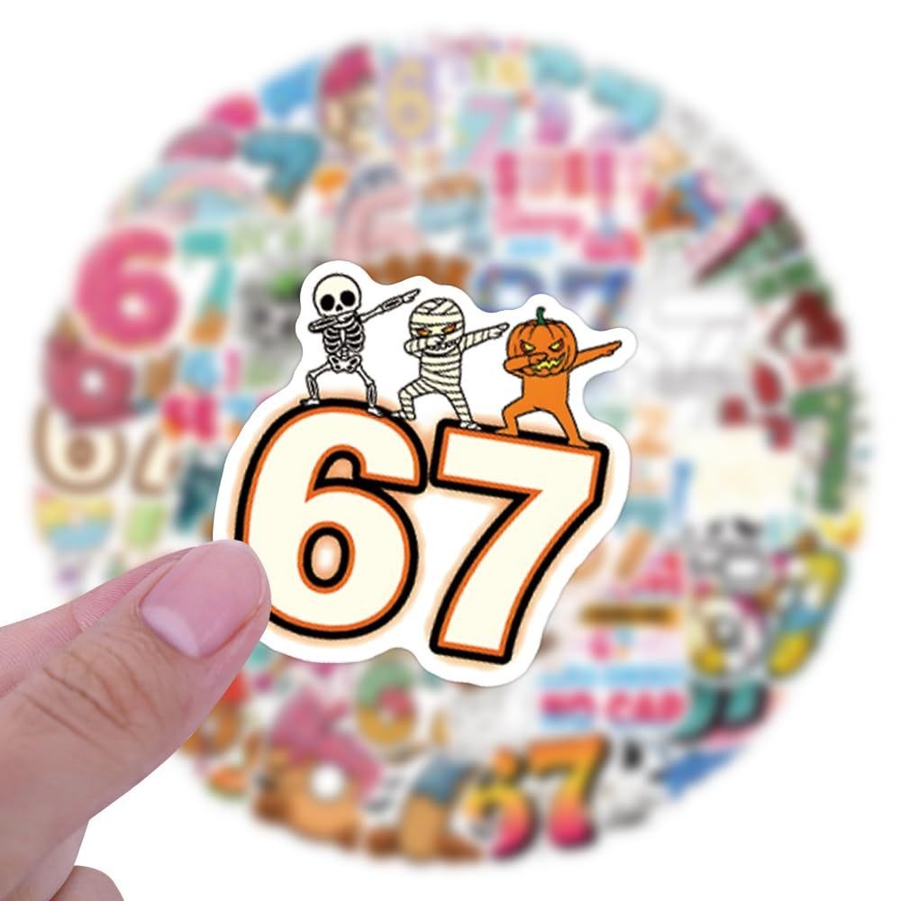 50pcs Number 67 Six Seven Waterproof Stickers Travel Trip Luggage Phone Laptop