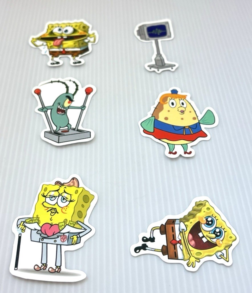 SpongeBob SquarePants 6pc Vinyl Stickers Lot Cartoon Water Bottle Laptop Decals