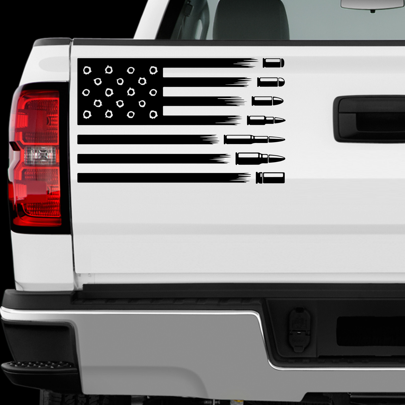 US American Flag Bullets sticker All size Regular & Chrome Mirror Vinyl Colors