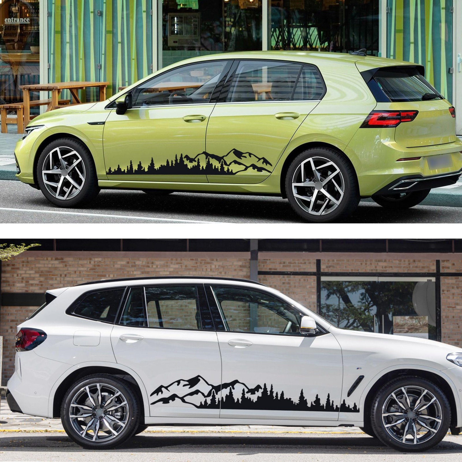 1 Pair 77.4" Mountain Tree Forest Vinyl Decals for Car Body Door Side Auto M…