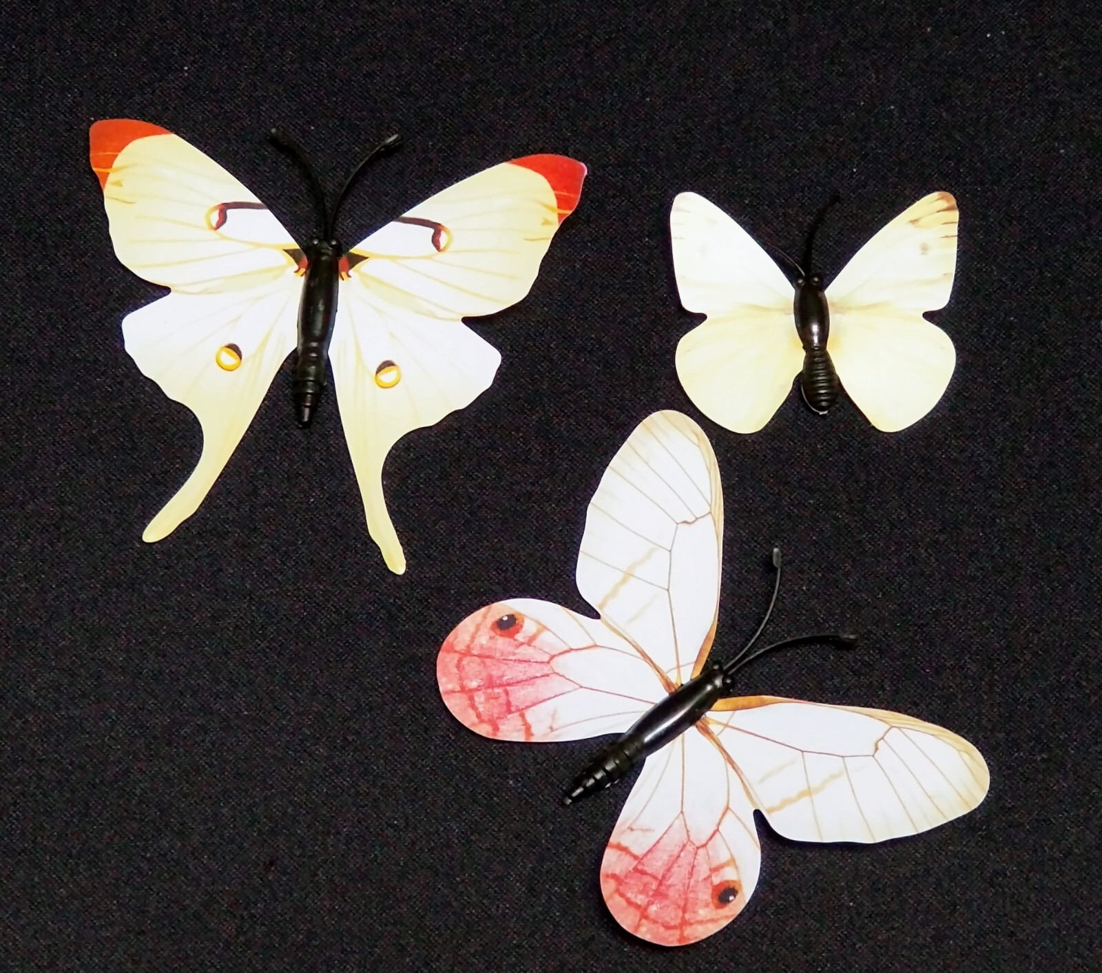 NEW , 12 Paper & Plastic Butterfly Pin set . Each Different, has sticky tabs.