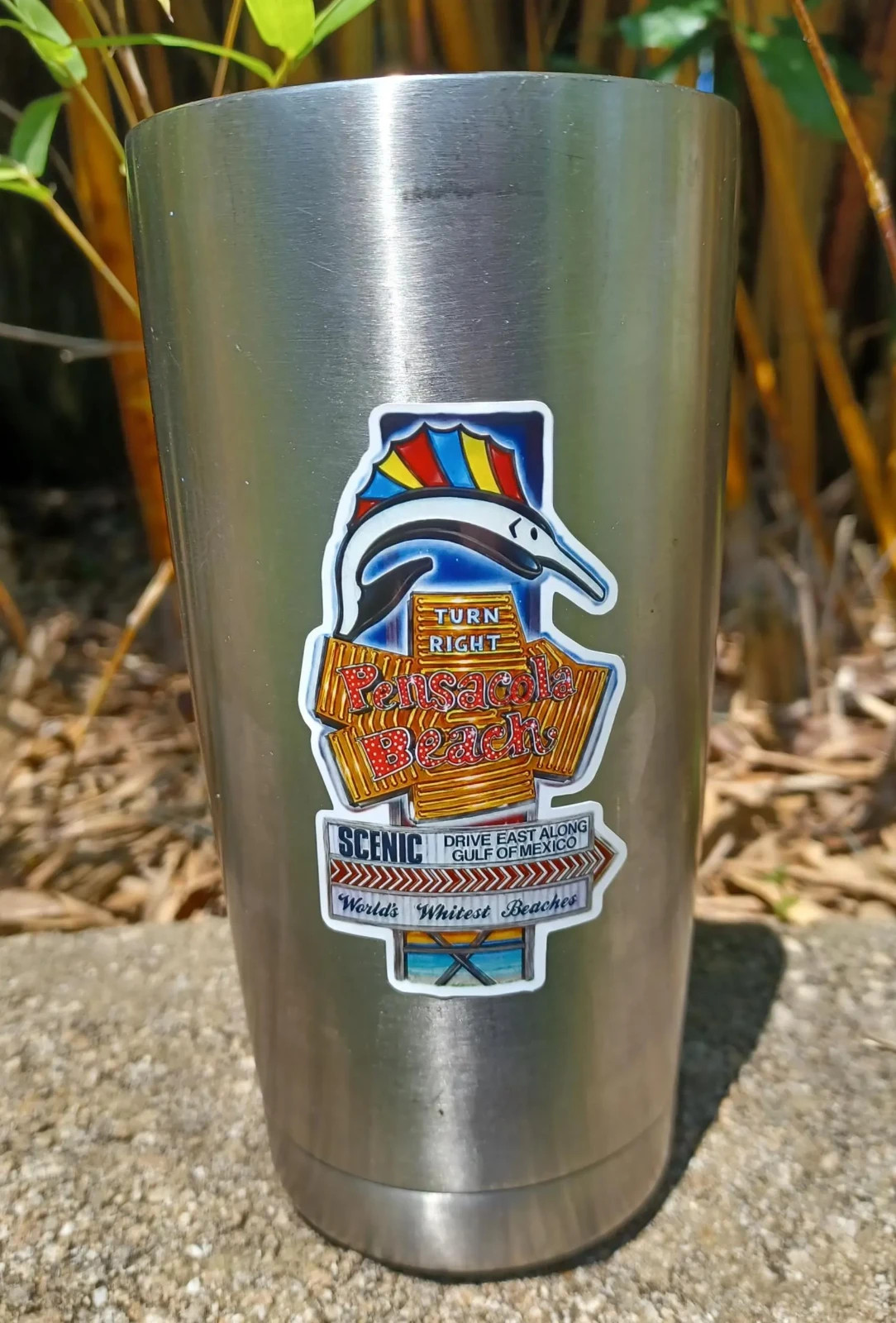 Pensacola Beach Sign Sticker 3.5 in. Florida Souvenir Gulf Coast Decal Local Art