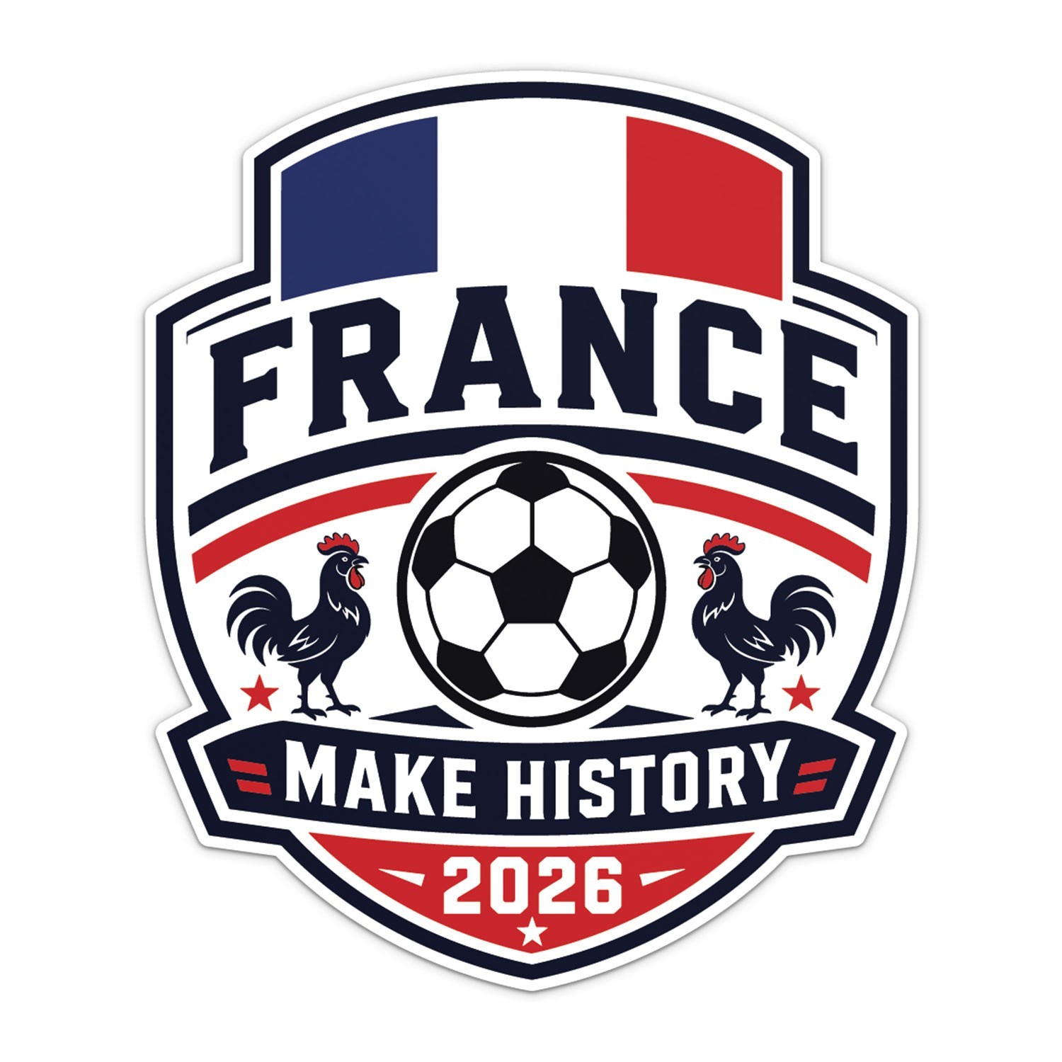 France Flag Football Soccer World Cup 2026 Make History Sticker Car Bumper Vinyl