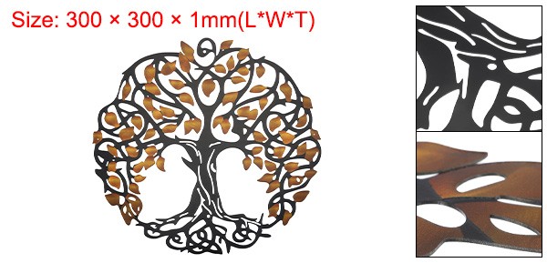 Metal Tree Wall Decor Tree of Life Wall Sculpture Decoration Yellow, Black
