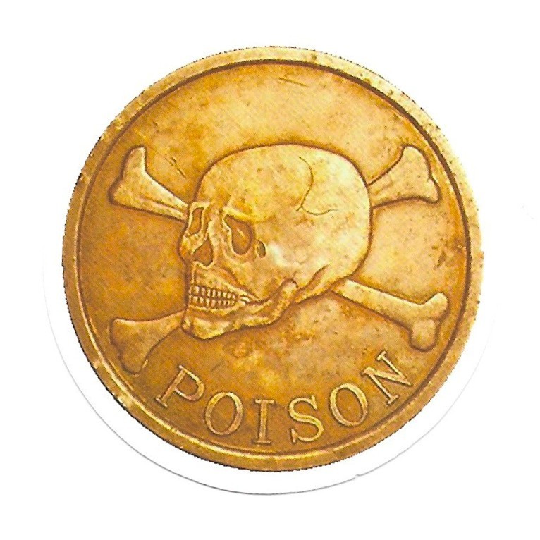 Poison Sticker Skull Crossbones Vinyl Die Cut Gold Coin Decal Scrapbook