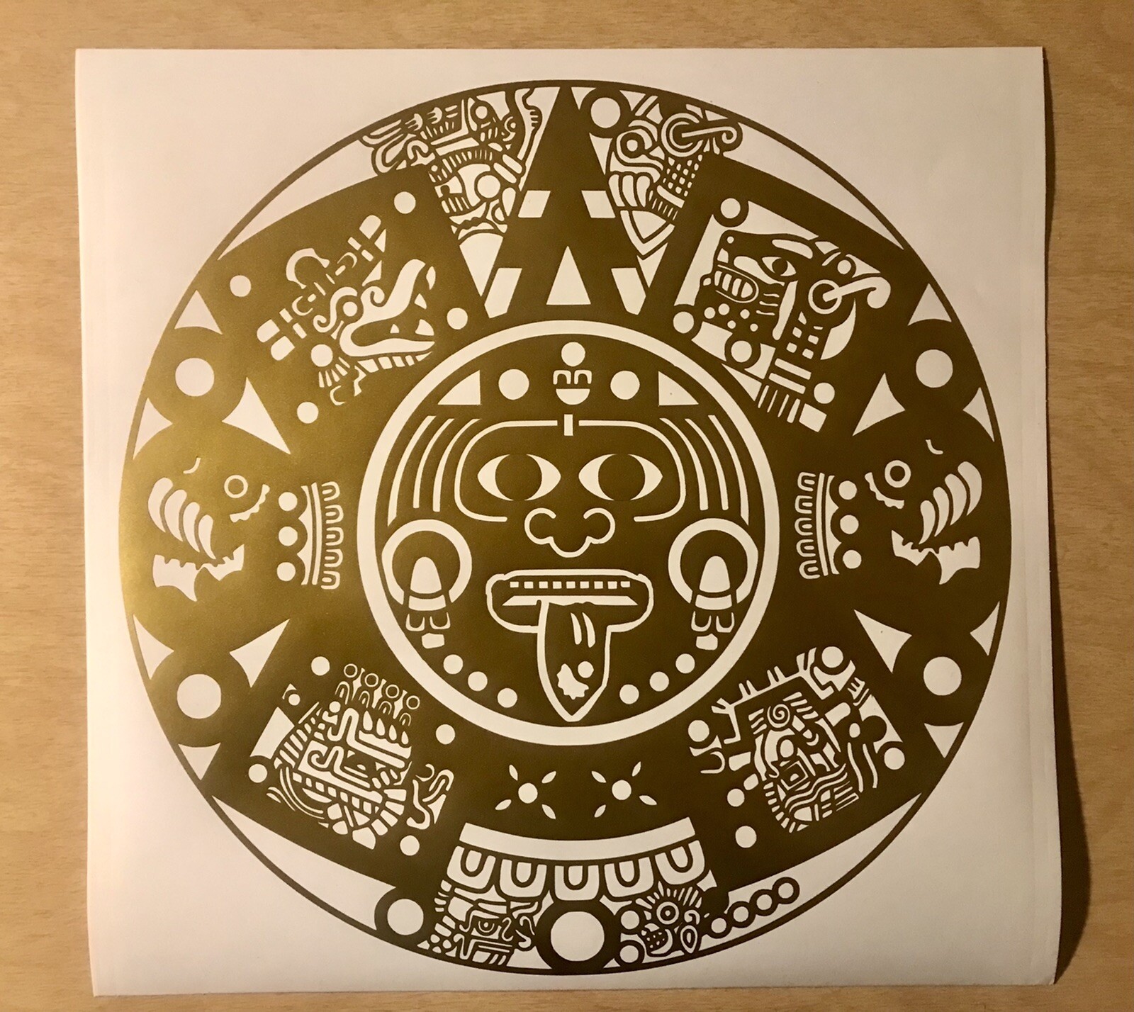 Aztec Calendar, Piedra Del Sol, Vinyl Decal/Sticker for Laptop, ,Guitar, Helmet