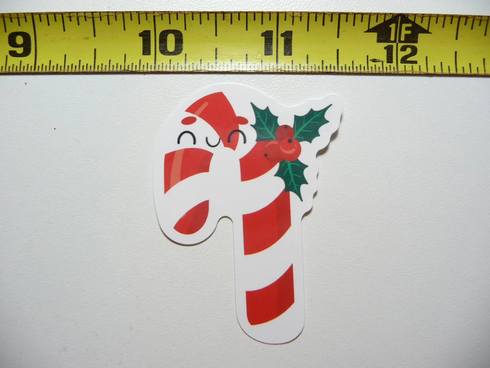 HAPPY CANDY CANE HOLLY CHRISTMAS SMALL STICKER DECAL WINTER HOLIDAYS CHRISTIAN