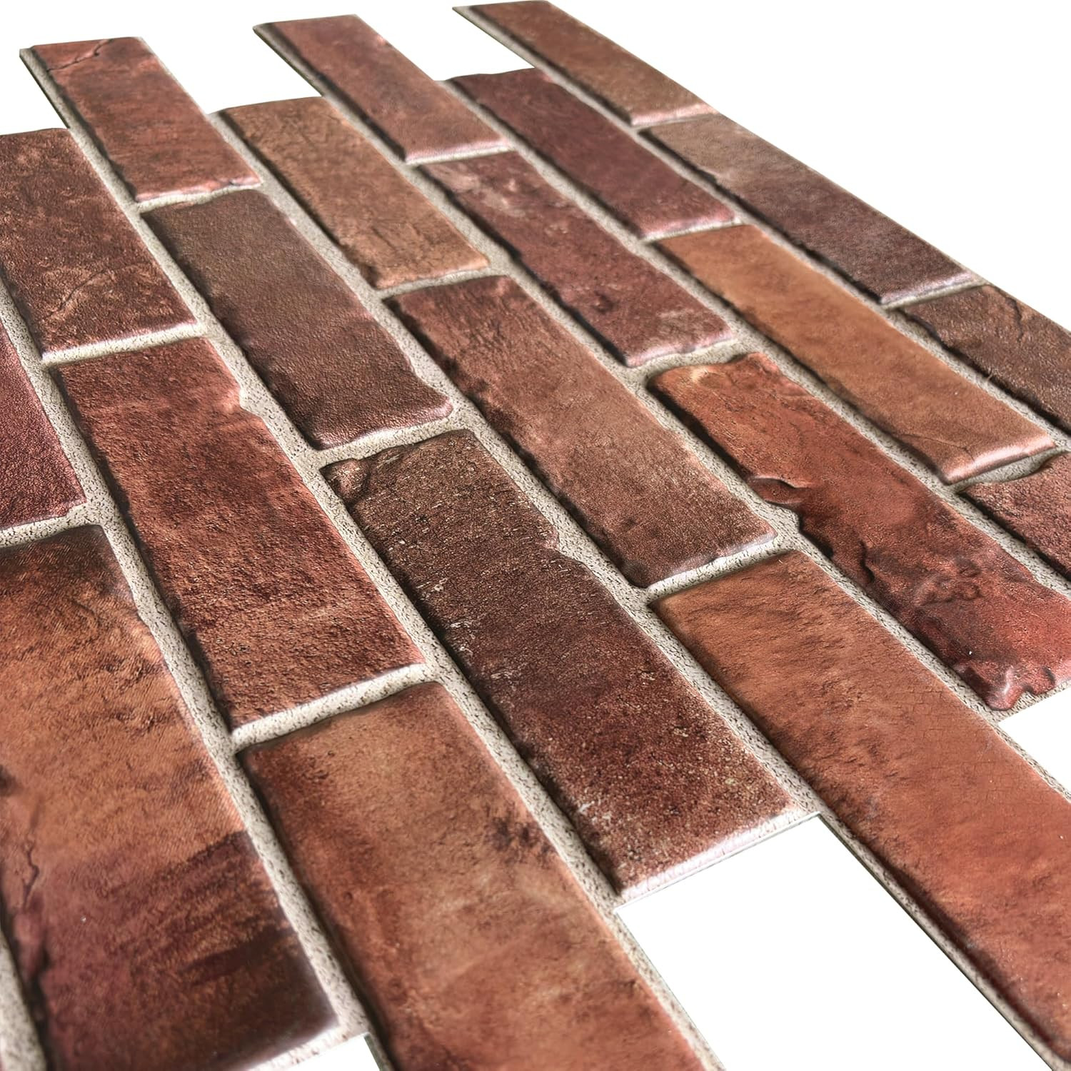 Retro 3D Faux Brick Wall Panels – 10 Pack, Red PVC, Realistic Texture