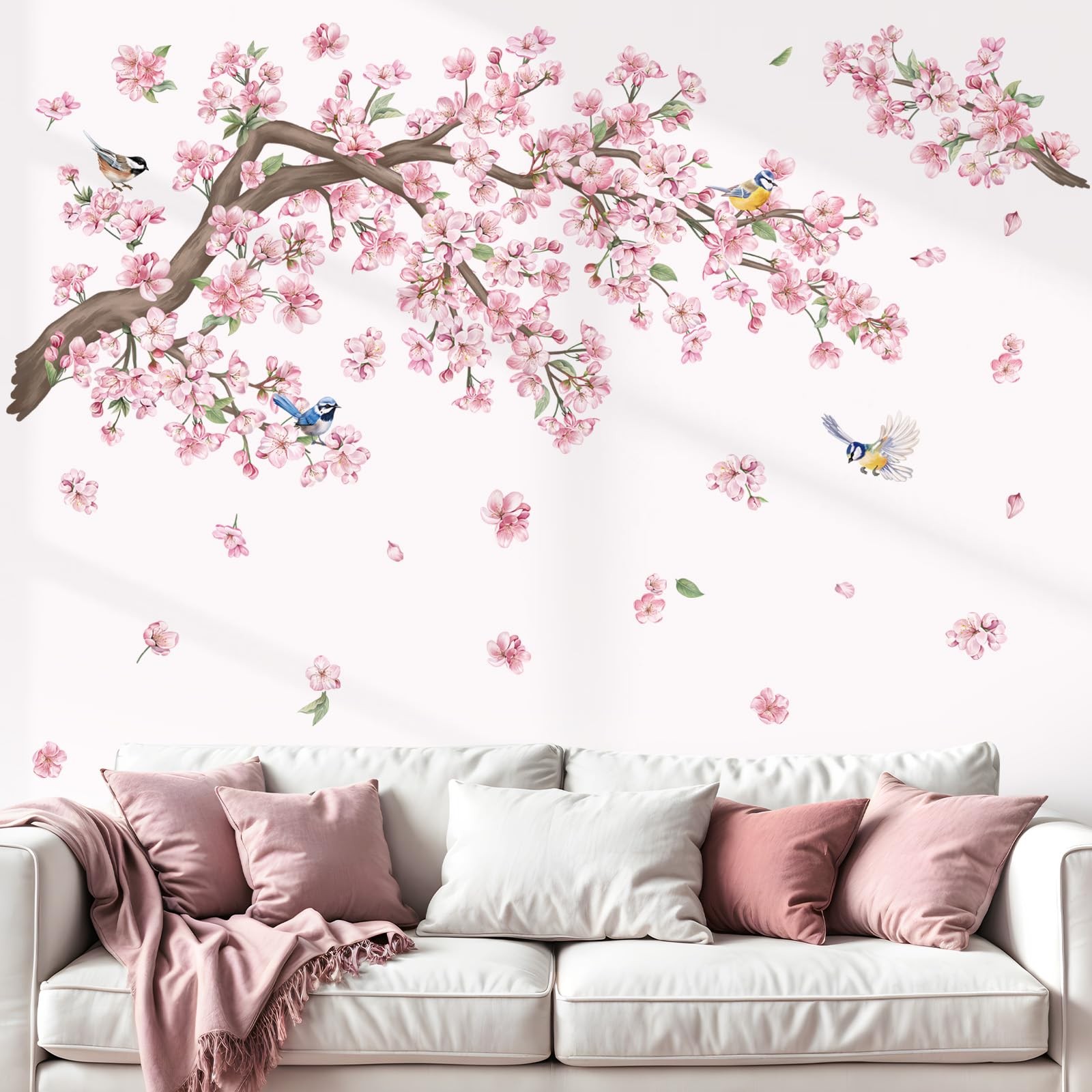 Cherry Blossom Tree Branch Wall Stickers Pink Flower Floral Mural Decor PC