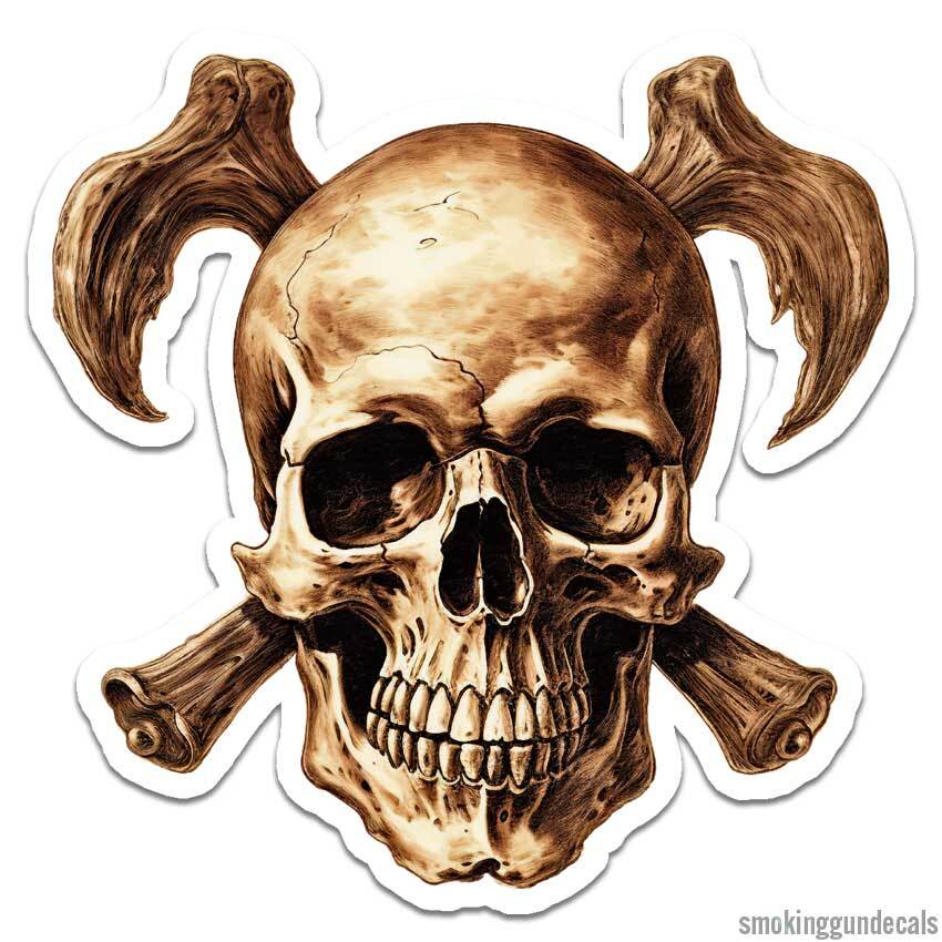 Skull Crossbones, Vinyl Decal Sticker, Indoor Outdoor, 3 Sizes, #12099