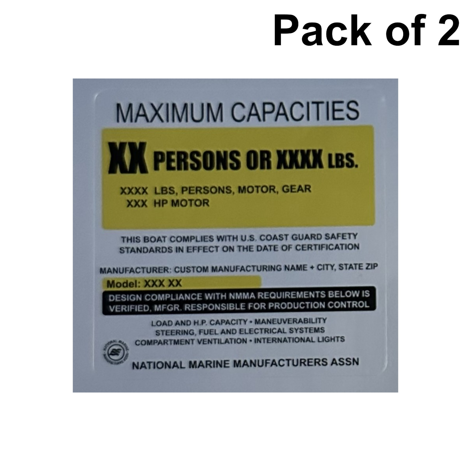 Custom Boat Capacity Sticker – Special Order