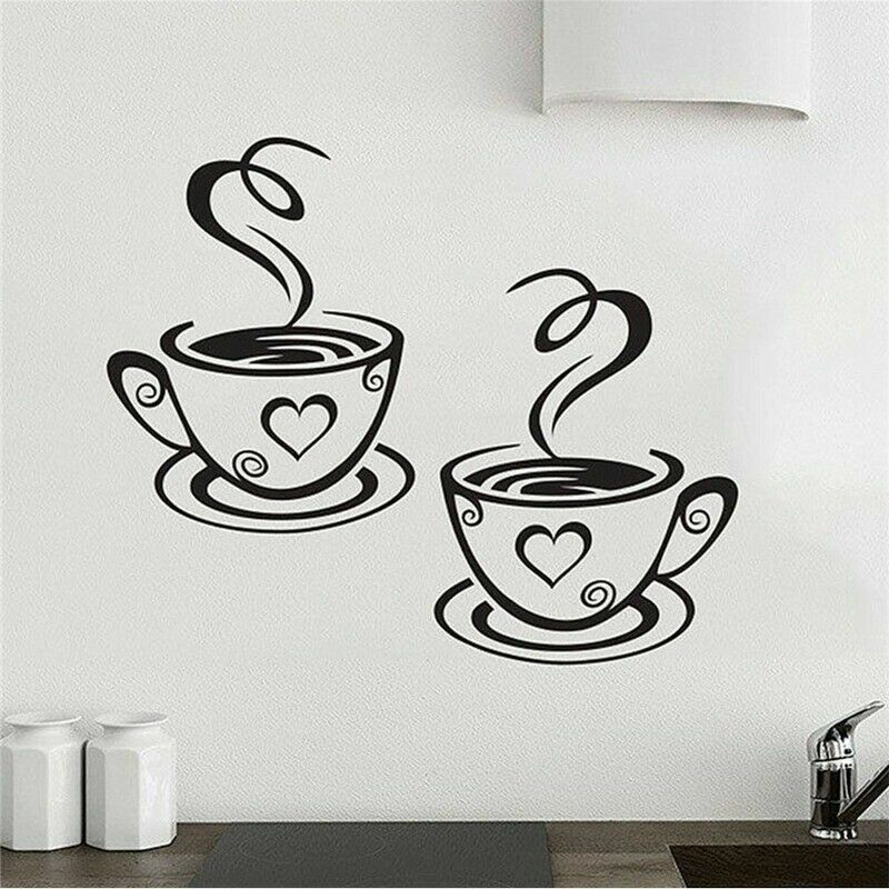 Coffee Mugs Wall Stickers Kitchen Decor Tea Decal Vinyl Wall Art